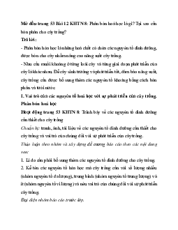 Giải Khoa học tự nhiên 8 bài 12: Phân bón hóa học | Kết nối tri thức