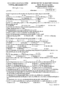 Đề thi thử THPT Quốc gia 2021 môn Sinh trường Hương Sơn, Hà Tĩnh lần 1