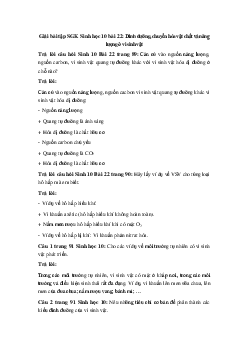 Giải bài tập SGK Sinh học 10 bài 22: Dinh dưỡng, chuyển hóa vật chất và năng lượng ở vi sinh vật