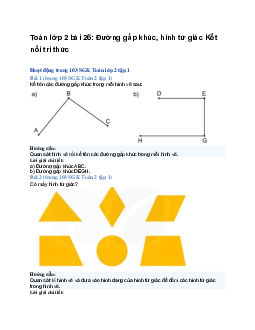 Toán lớp 2 bài 26: Đường gấp khúc, hình tứ giác | Kết nối tri thức