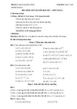 Đề cương ôn tập giữa kì 1 Toán 6 năm 2022 – 2023 trường THCS Thành Công – Hà Nội