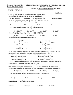 Đề thi học kỳ 1 Toán 11 năm học 2018 – 2019 trường THPT chuyên Thái Nguyên