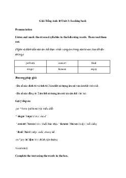 Tiếng Anh 10 Unit 3: Looking back - Kết Nối Tri Thức