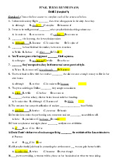 Review TERM 1 (Drill 2) -Keys môn Tiếng Anh  | Học viện Nông nghiệp Việt Nam