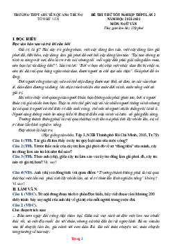 Đề thi thử THPT QG môn Văn 2022 Chuyên Quang Trung (có lời giải chi tiết)-Lần 2