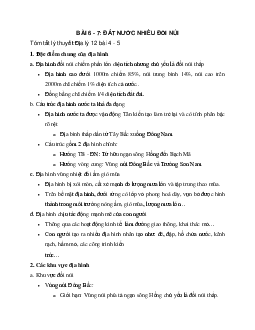 Địa Lý 12 bài 6 - 7: Đất nước nhiều đồi núi