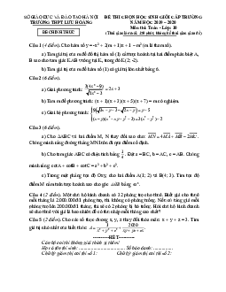 Đề học sinh giỏi Toán 10 cấp trường năm 2019 – 2020 trường Lưu Hoàng – Hà Nội