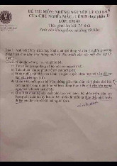Đề thi cuối học kỳ 1 học phần Những nguyên lý cơ bản của chủ nghĩa Mác - Lênin năm 2024 - 2025 | Đại học Luật Thành phố Hồ Chí Minh