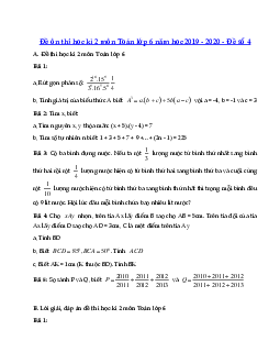 Đề thi học kì 2 lớp 6 môn Toán năm học 2019 - 2020 - Đề số 4