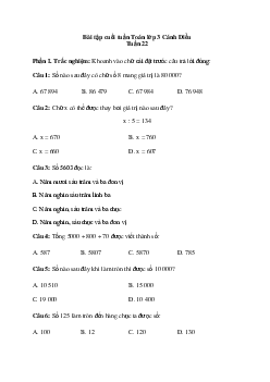 Phiếu bài tập cuối tuần Toán lớp 3 - Tuần 22 ( cơ bản ) | Cánh Diều