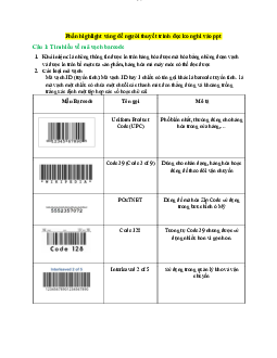 Nội dung thuyết trình hàng hoá vận chuyển mã vạch - Logistics vận tải hàng hóa | Trường Đại học Giao thông Vận Tải