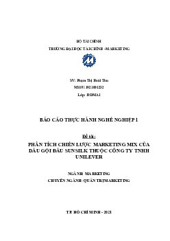 Phân tích chiến lược marketing mix của dầu gội Sunsilk | Báo cáo thực hành Quản trị Marketing