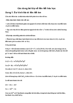 Các dạng bài tập về liên kết hóa học - Kết Nối Tri Thức