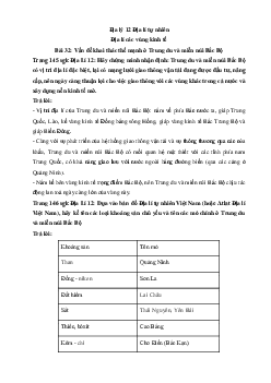 Giải bài tập SGK Địa Lý lớp 12 Bài 32: Vấn đề khai thác thế mạnh ở Trung du và miền núi Bắc Bộ