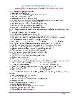 Trắc nghiệm Sử 11 bài 15:Phong trào cách mạng Ở Trung Quốc và Ấn Độ (có đáp án)