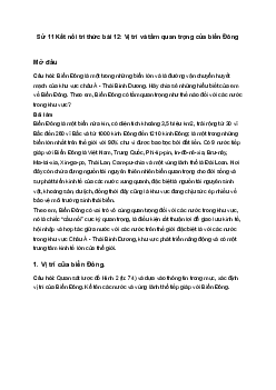 Sử 11 Kết nối tri thức bài 12: Vị trí và tầm quan trọng của biển Đông