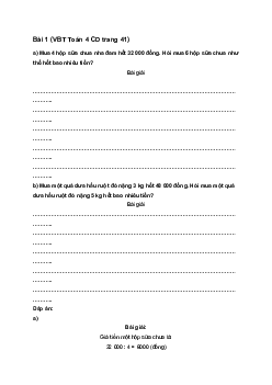 Vở bài tập Toán lớp 4 trang 41 Bài 17: Bài toán liên quan đến rút về đơn vị Cánh diều