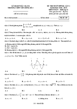 Đề thi thử THPT Quốc gia môn Toán 12 năm 2018 – 2019 trường Yên Dũng 3 – Bắc Giang lần 1