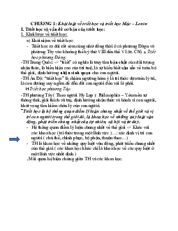 Chương 1: Khái luật về triết học và triết học Mác – Lênin học phần Triết học Mac-Lênin