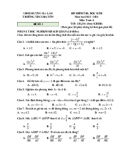 Đề thi cuối học kỳ 2 Toán 8 năm 2023 – 2024 trường THCS Đa Tốn – Hà Nội