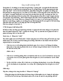 Quy luật lượng chất | Triết học Mác - Lênin | Học viện Ngân Hàng