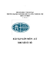 Bài tập lớn môn Lý thuyết Ô tô Khoa Cơ điện |Trường Đại học Kinh doanh và Công nghệ Hà Nội
