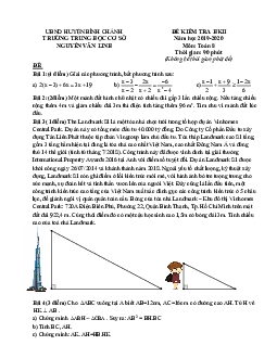 Đề kiểm tra học kỳ 2 Toán 8 năm 2019 – 2020 trường THCS Nguyễn Văn Linh – TP HCM