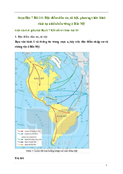 Giải Địa lí 7 Bài 15: Đặc điểm dân cư, xã hội, phương thức khai thác tự nhiên bền vững ở Bắc Mỹ | Kết nối tri thức