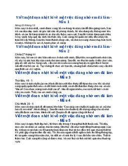Viết một đoạn nhật kí về một việc đáng nhớ em đã làm hôm nay và cảm nghĩ của em - Tập làm văn lớp 3 Cánh diều