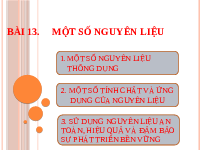 Giáo án điện tử Khoa học tự nhiên 6 bài 13 Chân trời sáng tạo : Một số nguyên liệu
