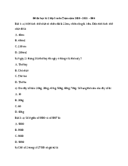 Đề thi Toán lớp 3 học kì 2 - Đề 4 | Kết nối tri thức năm 2022 - 2023