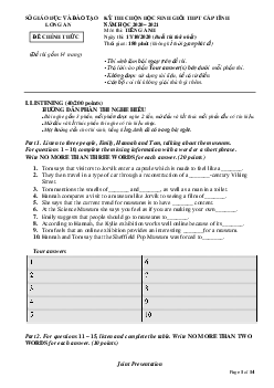 Kì thi chọn đội tuyển chính thức dự thi HSG quốc gia LỚP 12 THPT tỉnh Long An năm học 2020-2021 môn thi Tiếng Anh