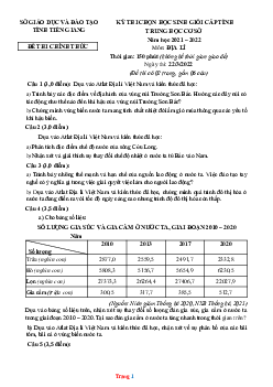Đề thi học sinh giỏi cấp tỉnh THCS năm 2021-2022 môn địa lí 9 Sở GD Tiền Giang (có lời giải)