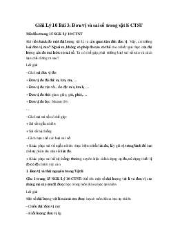 Giải Lý 10 Chân trời sáng tạo Bài 3: Đơn vị và sai số trong vật lí