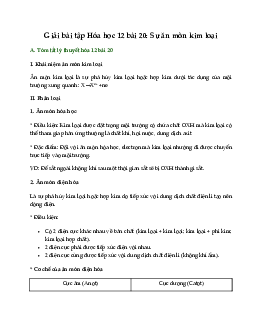 Giải Hóa 12 bài 20: Sự ăn mòn kim loại