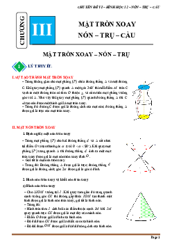 Tài liệu chuyên đề mặt nón, mặt trụ, mặt cầu Toán 12