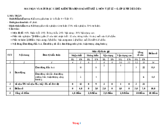 Ma Trận Đặc Tả Đề Kiểm Tra Giữa Học Kỳ 1 Vật Lí 11 Kết Nối Tri Thức