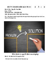 Bài tập cá nhân - Môn quản trị học - Đại Học Kinh Tế - Đại học Đà Nẵng