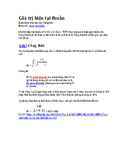 Giá trị hiện tại thuần | Đại học Sư Phạm Hà Nội