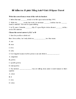Đề kiểm tra 15 phút Tiếng Anh 9 Unit 10 Space Travel