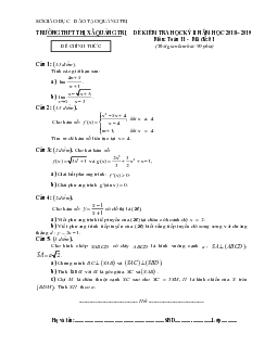Đề thi học kỳ 2 Toán 11 năm 2018 – 2019 trường THPT Thị xã Quảng Trị