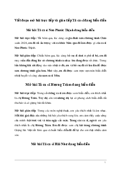 Viết đoạn mở bài trực tiếp và gián tiếp Tả ca sĩ đang biểu diễn (16 mẫu) | Tập làm văn lớp 5