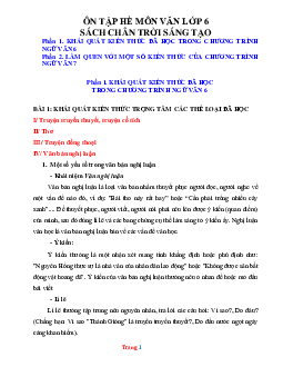 Tài liệu ôn hè Ngữ Văn 6 lên 7 Chân trời sáng tạo