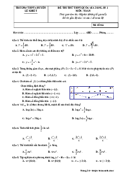 Đề thi thử THPTQG 2019 môn Toán lần 1 trường chuyên Lê Khiết – Quảng Ngãi
