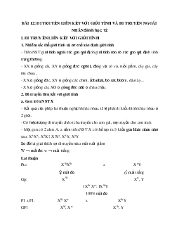 Sinh học 12 bài 12: Di truyền liên kết với giới tính và di truyền ngoài nhân
