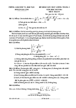Đề khảo sát Toán 9 tháng 3 năm 2024 phòng GD&ĐT Gia Lâm – Hà Nội