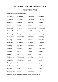 Đề cương ôn thi học kì 1 lớp 5 môn tiếng Anh năm 2021
