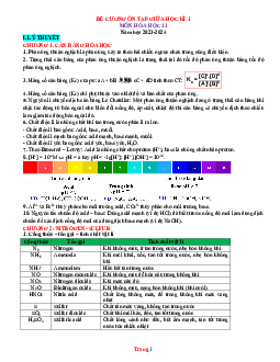 Đề cương ôn tập giữa học kì 1 Hóa 11 Kết Nối Tri Thức