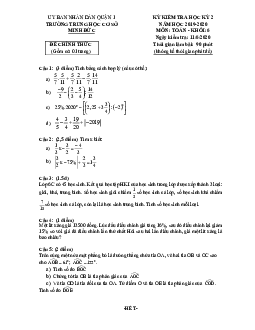 Đề thi học kỳ 2 Toán 6 năm 2019 – 2020 trường THCS Minh Đức – TP HCM