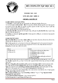 Đề cương ôn tập học kì 1 môn Hóa học 10 Kết nối tri thức